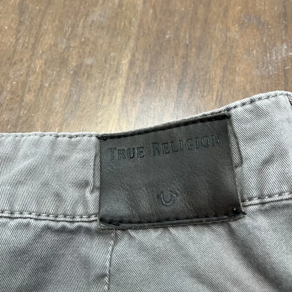 True Religion Marco Cargo Joggers Men's 32 Gray Khaki Pockets Pants 34x27